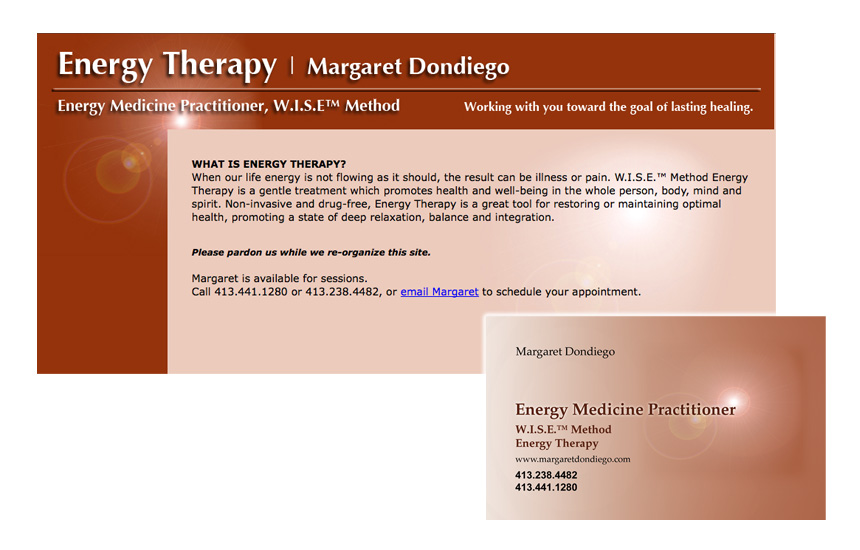 Margaret dondiego web site business card design